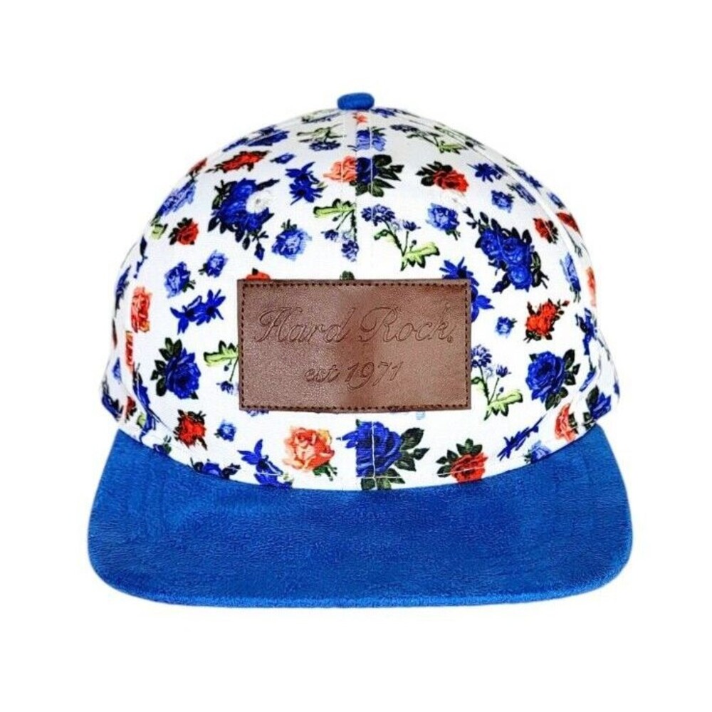 Vintage Hard Rock Cafe Colorful Floral Suede Velvet Velour Bill Strapback Hat